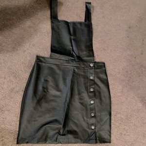 Faux Leather Overall Dress